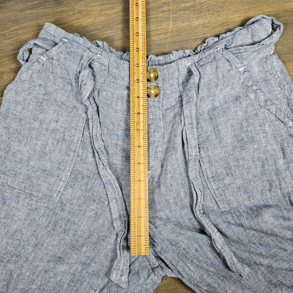 Mason & Belle Women L Chambray Linen Rayon Wide Leg Pull On Pants Pockets w/ Tie - Picture 6 of 10
